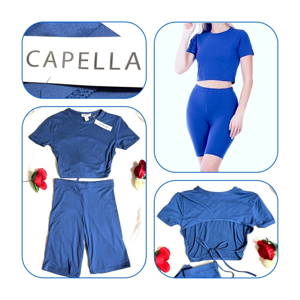 NWT Capella comfortable Blue Set Open back top & Shorts Set - size S